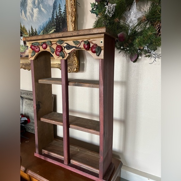 Rare Vintage 1989 Hand Carved Solid
Wood Apple Shelf - Picture 8 of 8